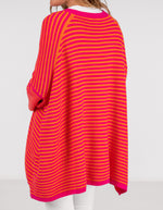 Baker Crew Neck Oversize Jumper in Orange/Pink Stripe