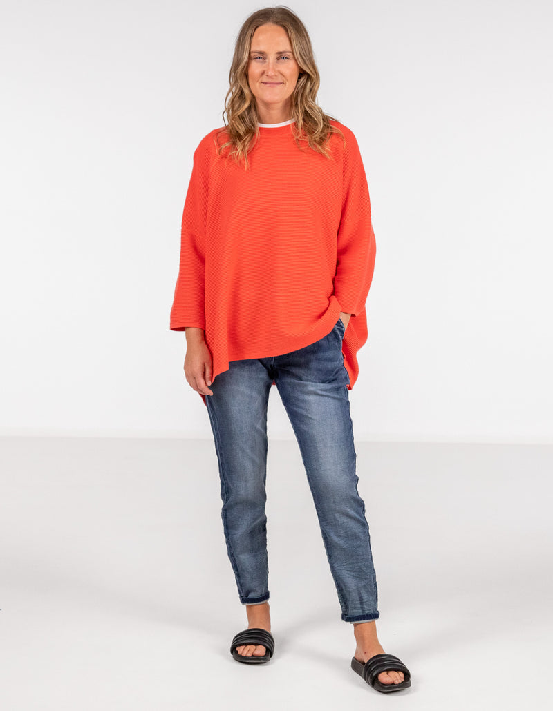 Juniper Oversize Ribbed Knit Jumper in Orange