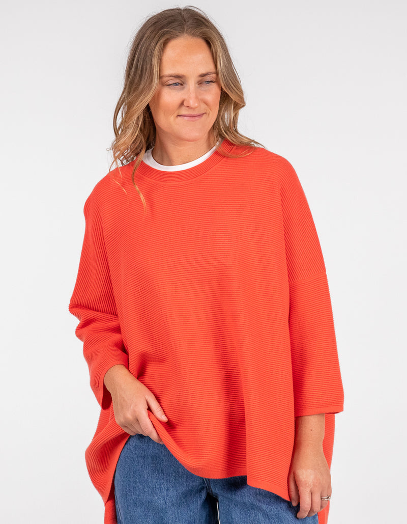 Juniper Oversize Ribbed Knit Jumper in Orange