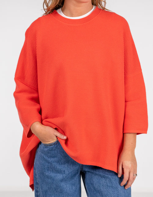 Juniper Oversize Ribbed Knit Jumper in Orange