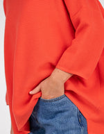 Juniper Oversize Ribbed Knit Jumper in Orange