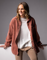 Juliet Oversized Cord Shacket in Raspberry