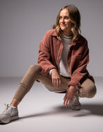 Juliet Oversized Cord Shacket in Raspberry