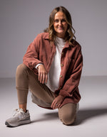 Juliet Oversized Cord Shacket in Raspberry