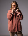 Juliet Oversized Cord Shacket in Raspberry