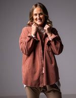 Juliet Oversized Cord Shacket in Raspberry