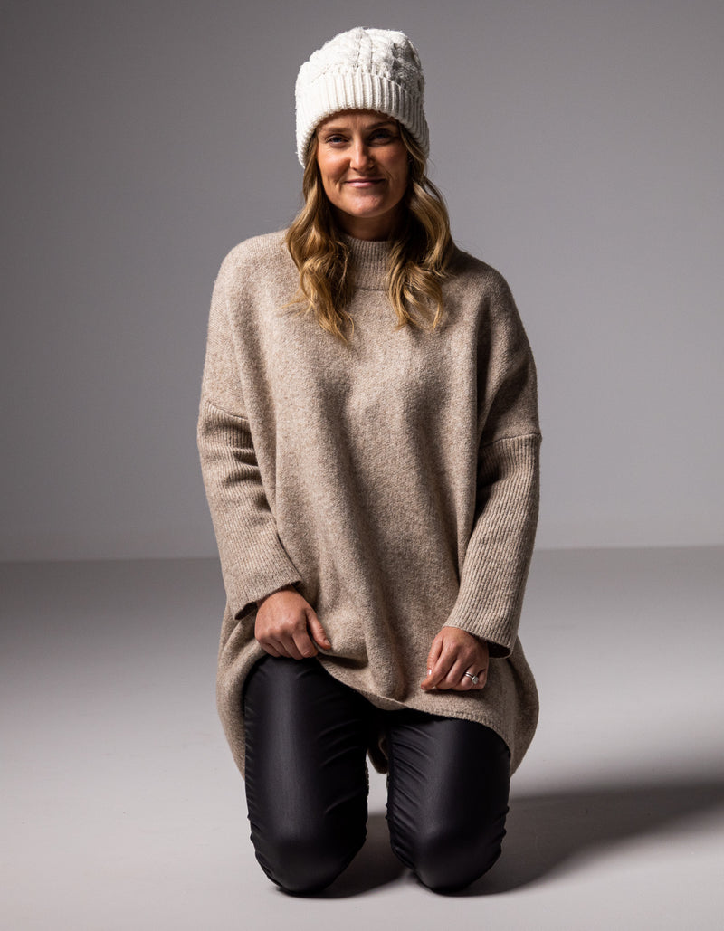 Kenzie Oversize Knit Jumper in Beige