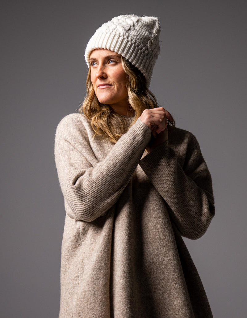 Kenzie Oversize Knit Jumper in Beige