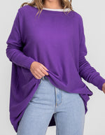 Marley Oversize 100% Cotton Knit Jumper in Violet