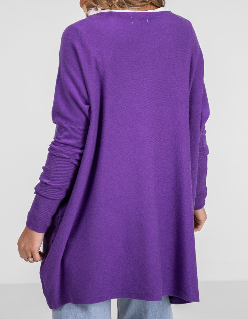Marley Oversize 100% Cotton Knit Jumper in Violet