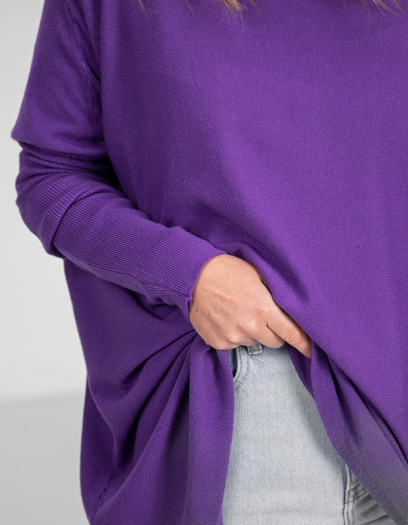 Marley Oversize 100% Cotton Knit Jumper in Violet