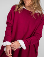 Marley Oversize 100% Cotton Knit Jumper in Raspberry