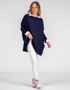 Marley Oversize 100% Cotton Knit Jumper in Navy