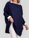 Marley Oversize 100% Cotton Knit Jumper in Navy