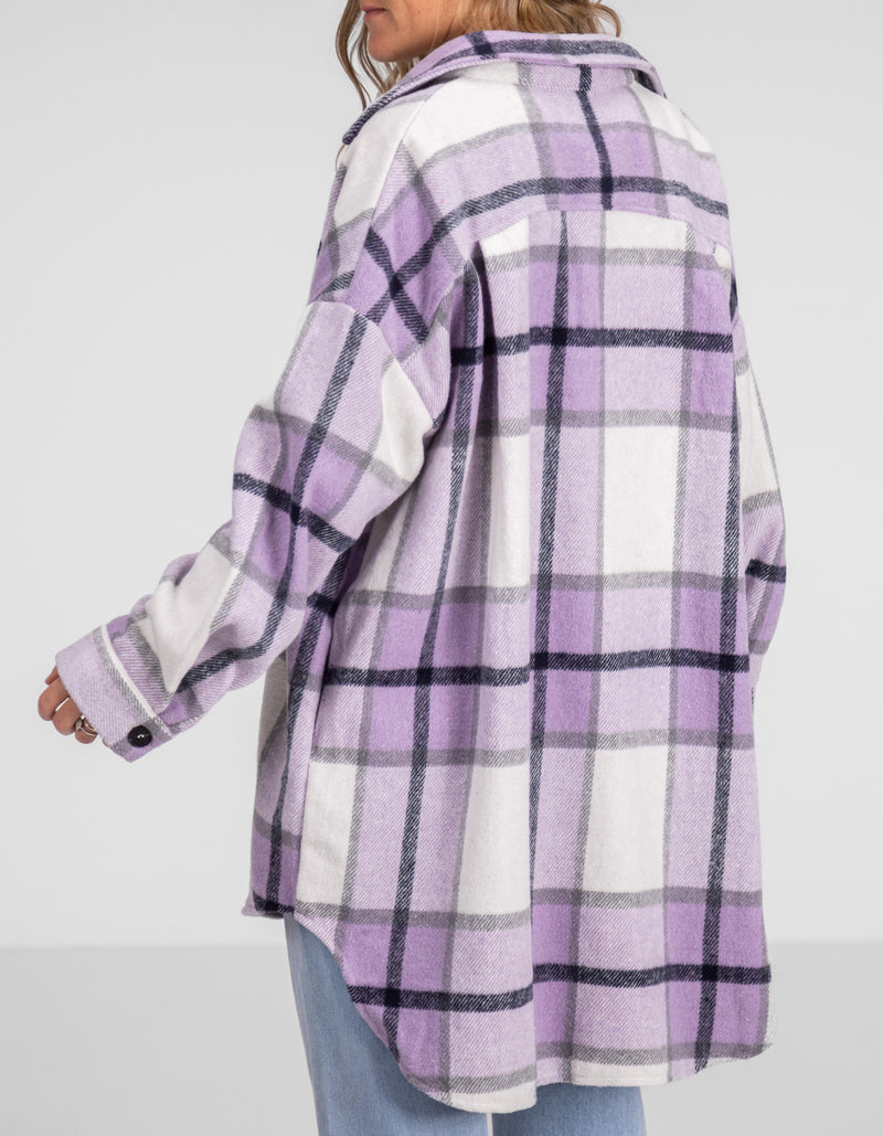 Amara Oversized Shacket in Lilac Check Print