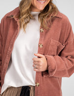 Juliet Oversized Cord Shacket in Raspberry