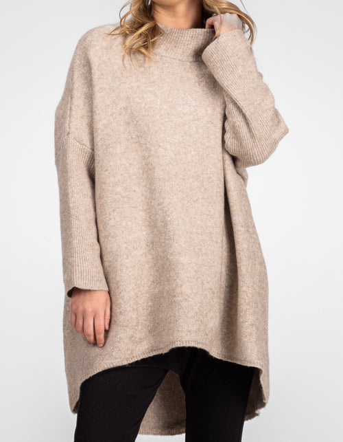 Kenzie Oversize Knit Jumper in Beige