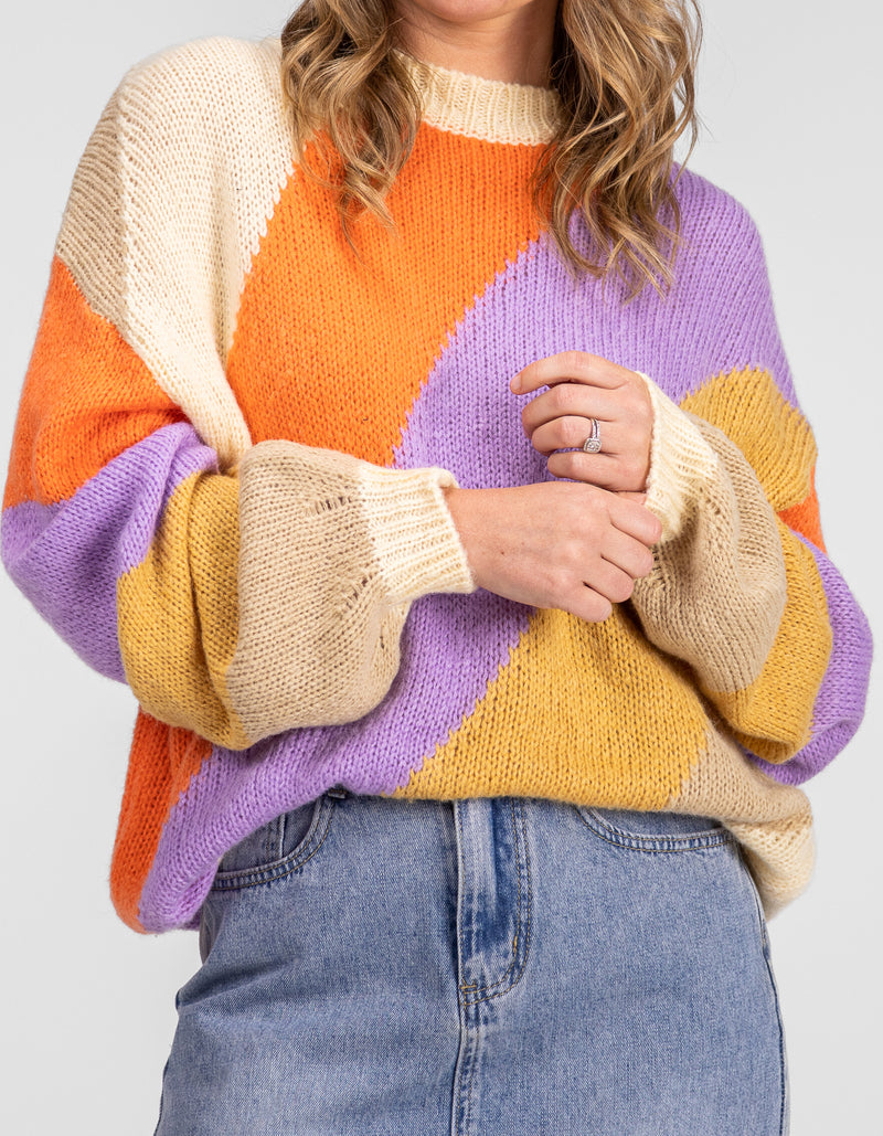 Axel Crew Neck Jumper in Multi Stripe