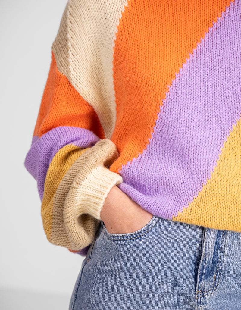 Axel Crew Neck Jumper in Multi Stripe
