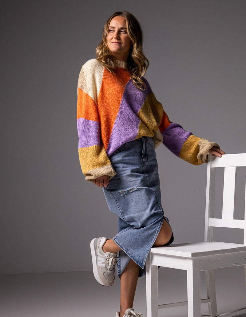 Axel Crew Neck Jumper in Multi Stripe