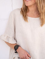 Millie Relaxed Fit Top in Beige Linen