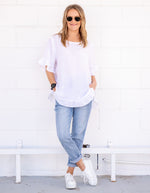 Millie Relaxed Fit Top in White Linen
