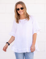 Millie Relaxed Fit Top in White Linen