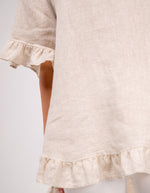 Millie Relaxed Fit Top in Beige Linen