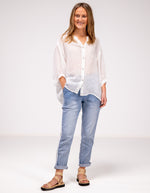 River Relaxed Fit Shirt in White Linen