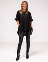 Millie Relaxed Fit Top in Black Linen
