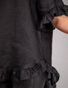 Millie Relaxed Fit Top in Black Linen