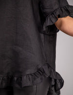 Millie Relaxed Fit Top in Black Linen