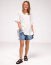 Millie Relaxed Fit Top in White Linen