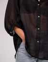 River Relaxed Fit Shirt in Black Linen
