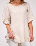 Millie Relaxed Fit Top in Beige Linen