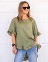 Millie Relaxed Fit Top in Khaki Linen