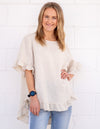 Millie Relaxed Fit Top in Beige Linen
