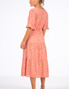 Fergie Drawstring Waist Midi Dress in Dusty Pink