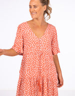 Fergie Drawstring Waist Midi Dress in Dusty Pink