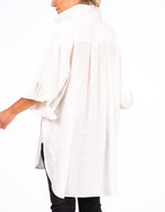 Nivara Oversize Cuff Shirt in White Linen