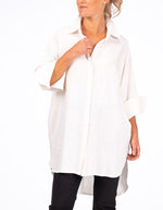 Nivara Oversize Cuff Shirt in White Linen