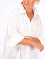 Nivara Oversize Cuff Shirt in White Linen