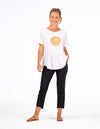Ava Bamboo Cotton Sequin Circle Tee in White/Gold