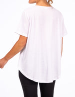 Ava Bamboo Cotton Sequin Circle Tee in White/Gold