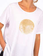 Ava Bamboo Cotton Sequin Circle Tee in White/Gold