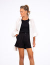 Nivara Oversize Cuff Shirt in White Linen
