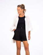 Nivara Oversize Cuff Shirt in White Linen