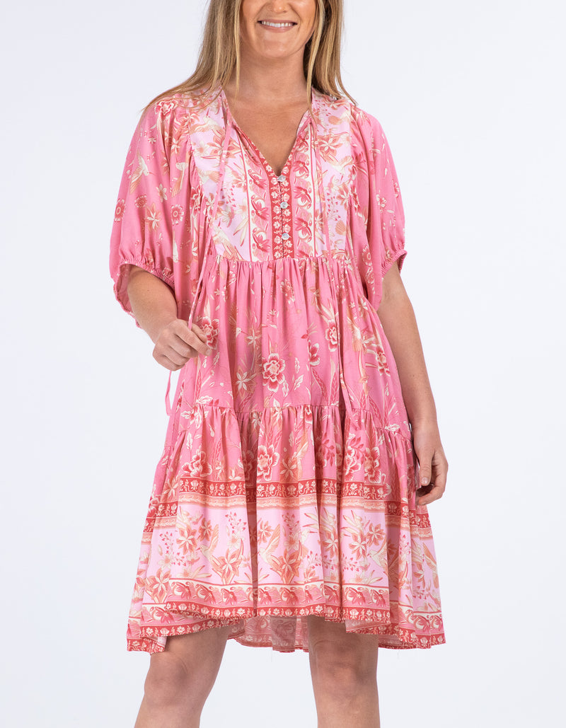 Carly Smock Dress in Pink Floral