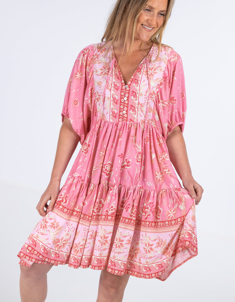 Carly Smock Dress in Pink Floral