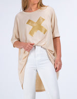 Xavier Sequin Cross Tee in Taupe